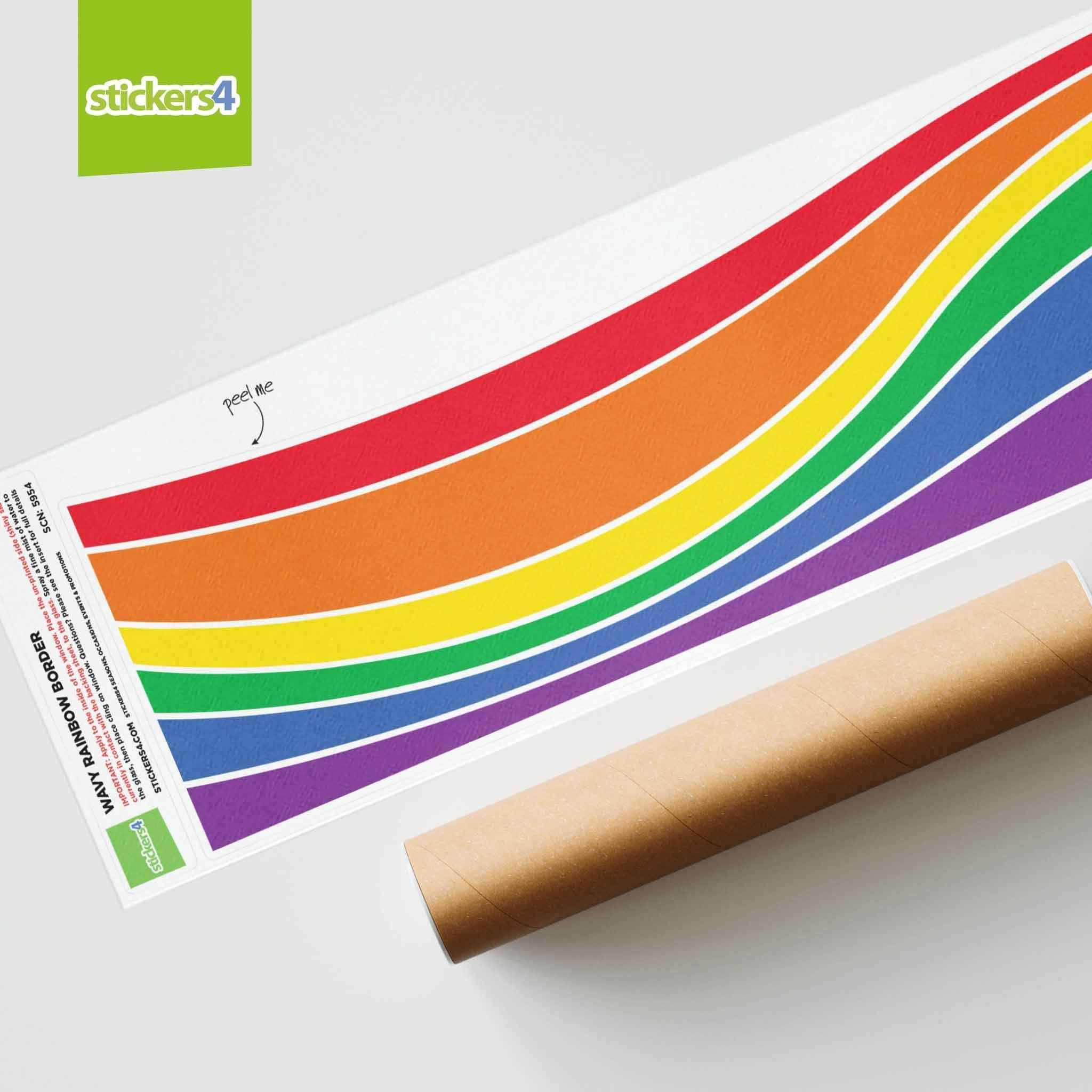 Wavy Rainbow Border Window Sticker | Pride Window Display