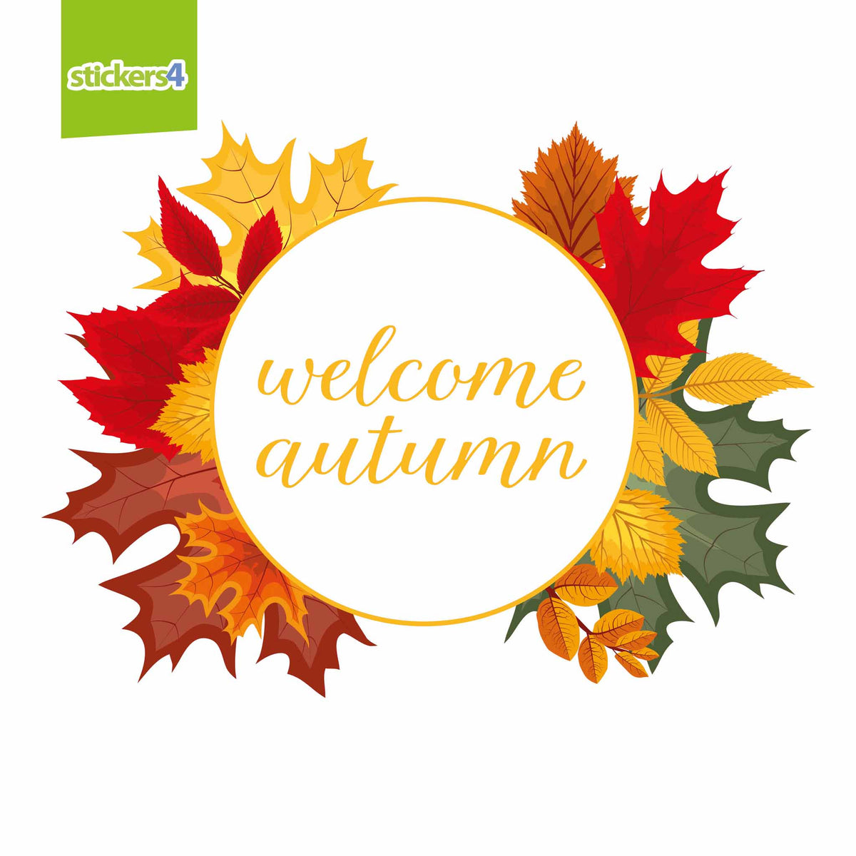 Welcome Autumn Wreath Window Sticker