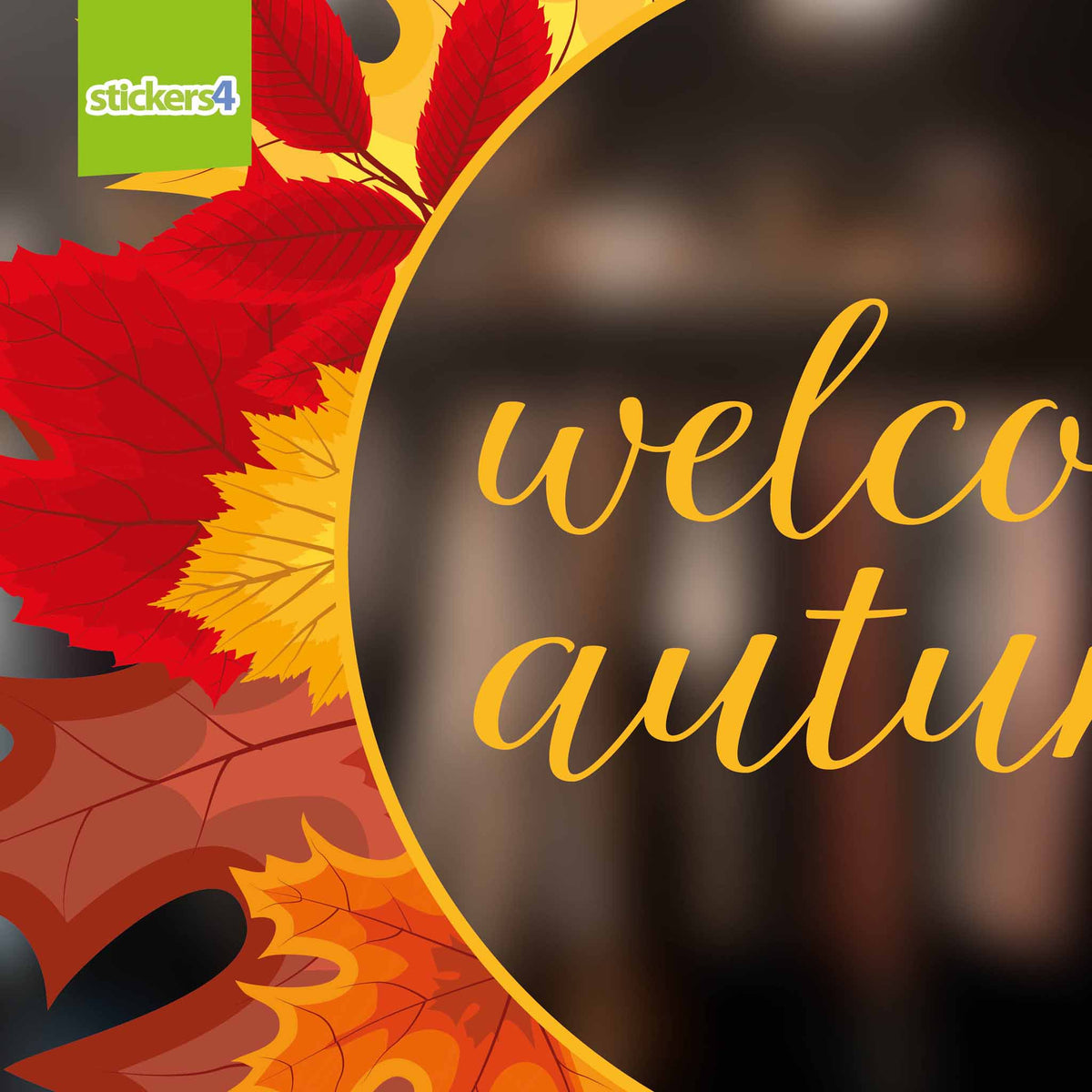 Welcome Autumn Wreath Window Sticker