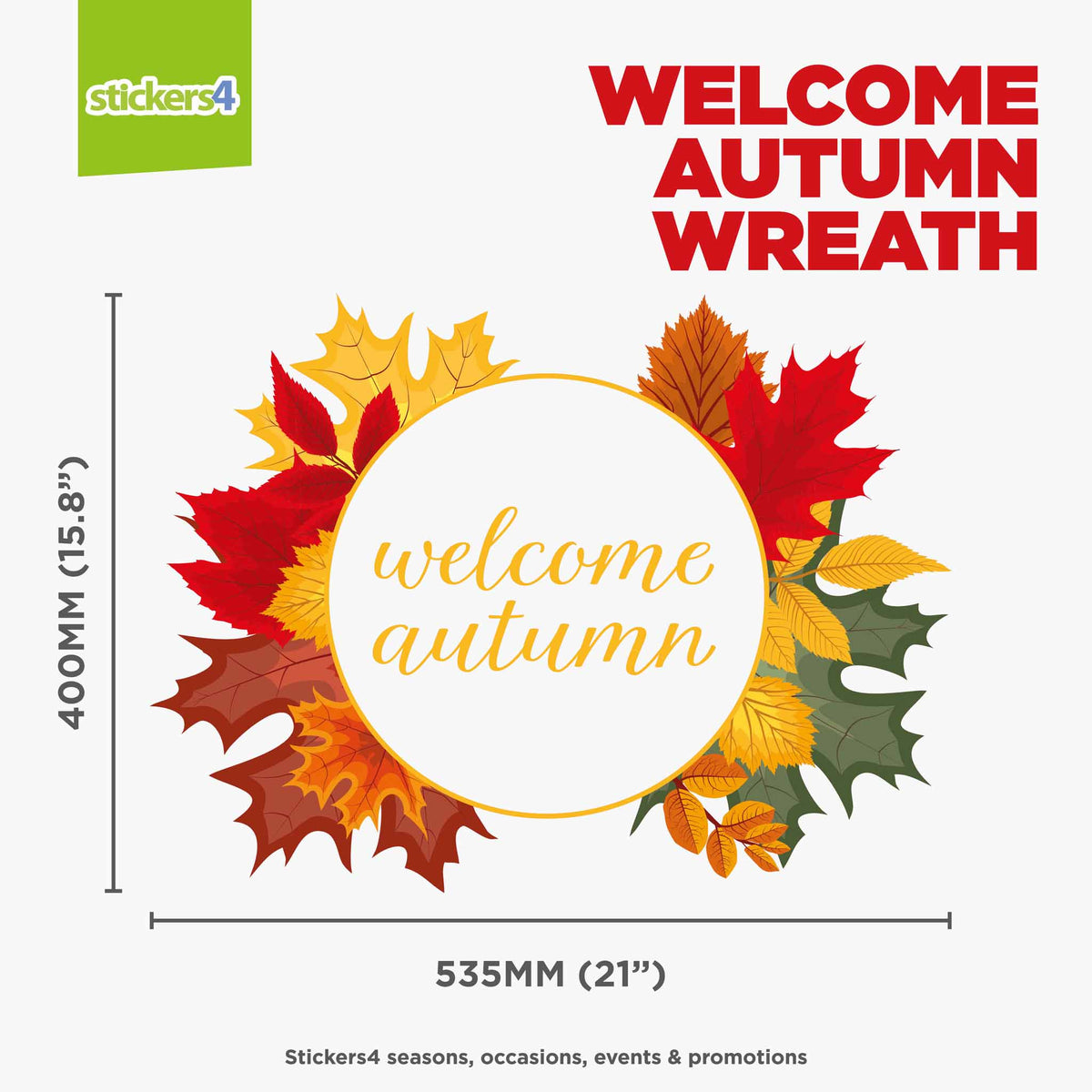 Welcome Autumn Wreath Window Sticker