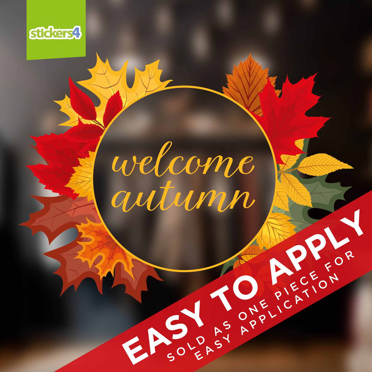 Welcome Autumn Wreath Window Sticker