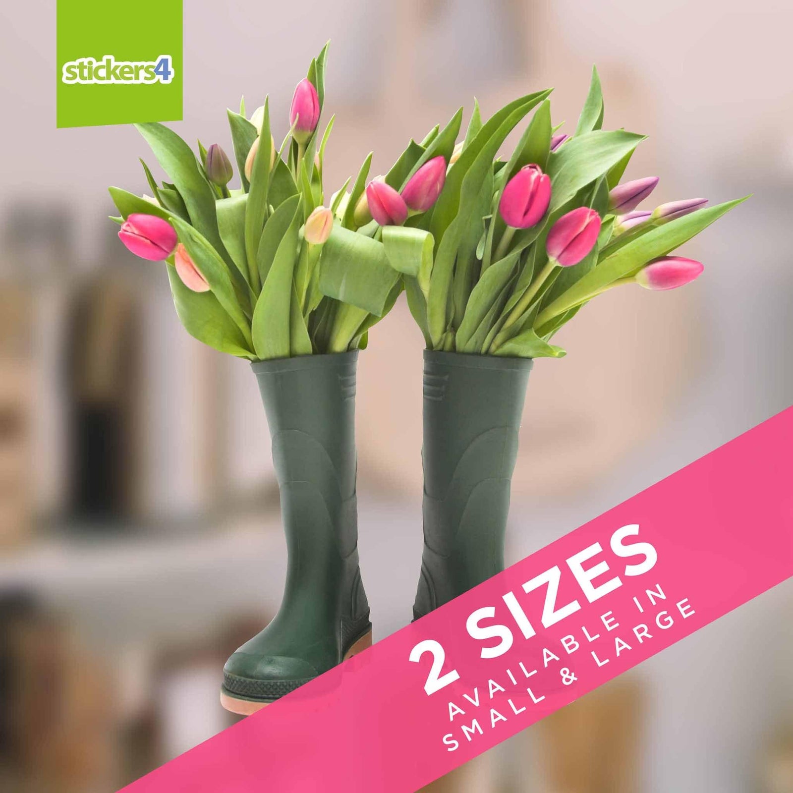 Wellies & Tulips Window Sticker Seasonal Window Display