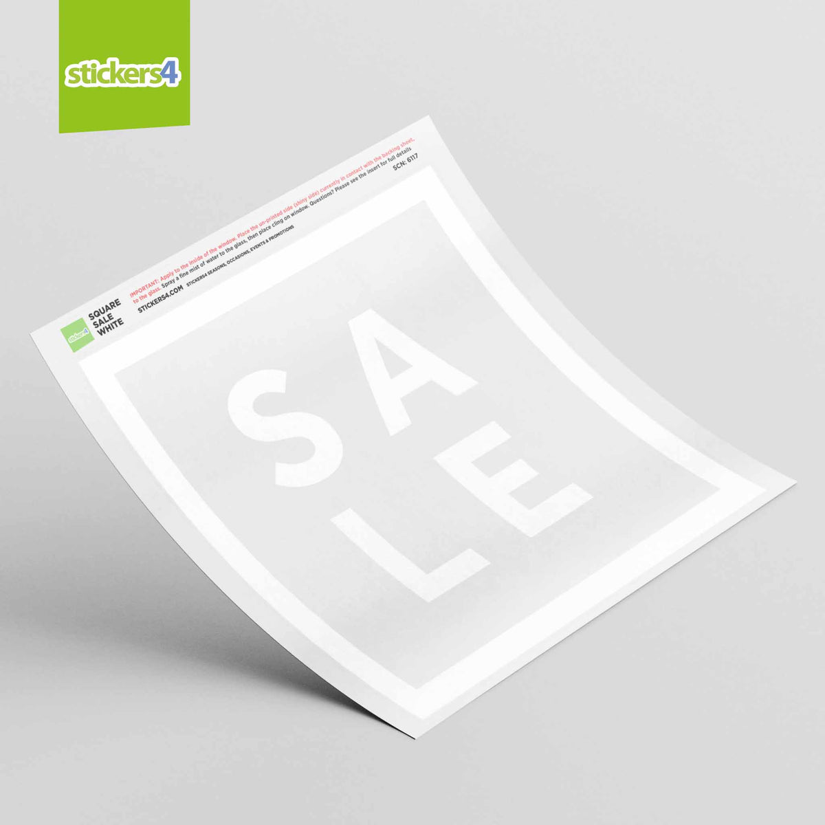 White SALE Square Window Sticker