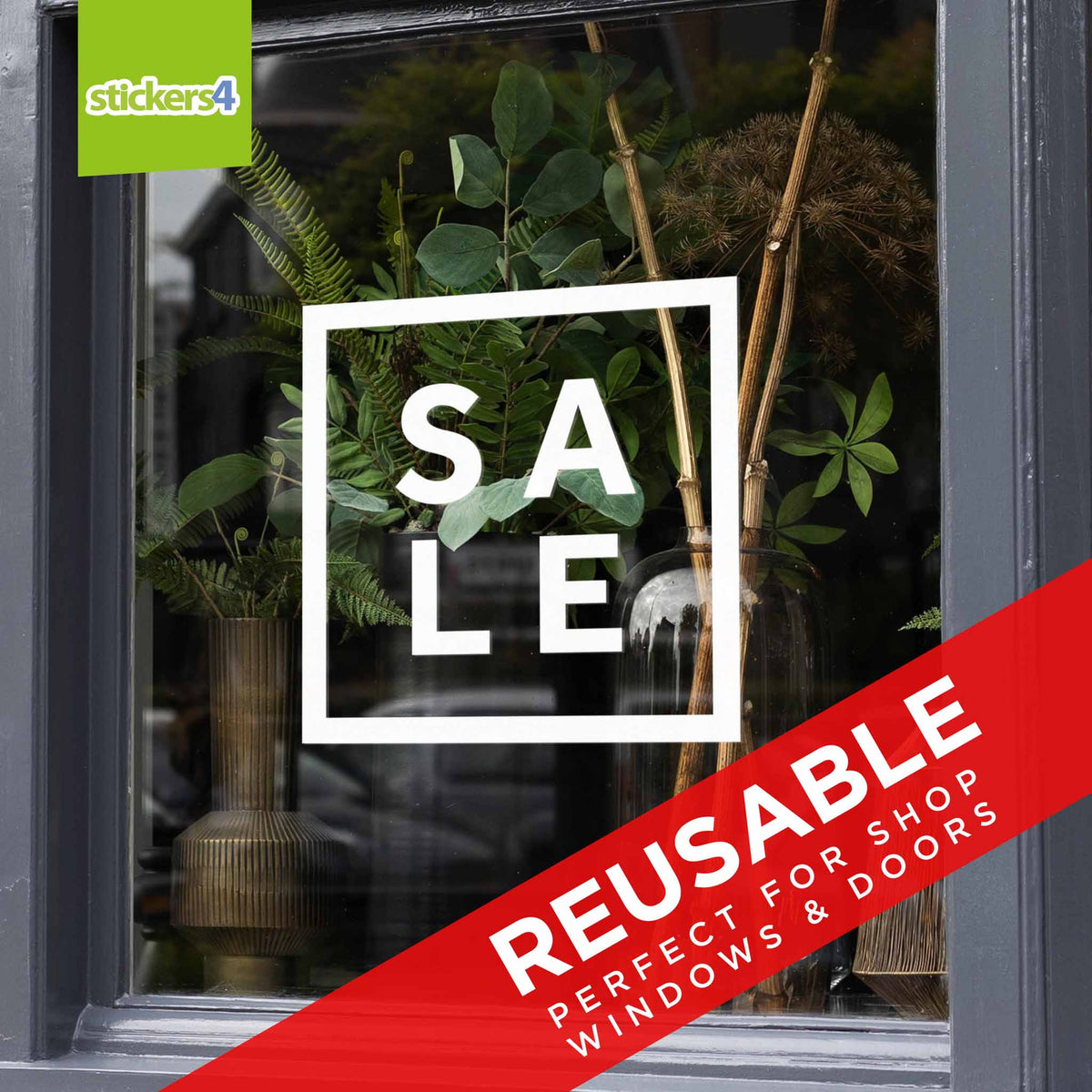 White SALE Square Window Sticker