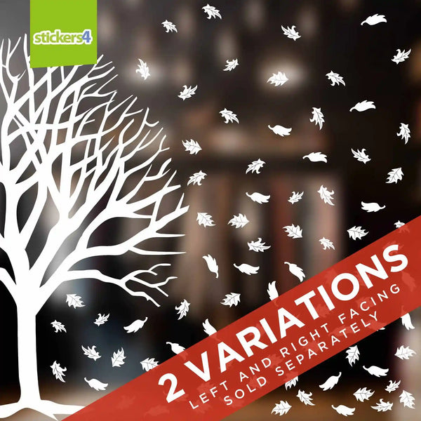 White Tree with Leaves Window Cling Stickers | Stickers4