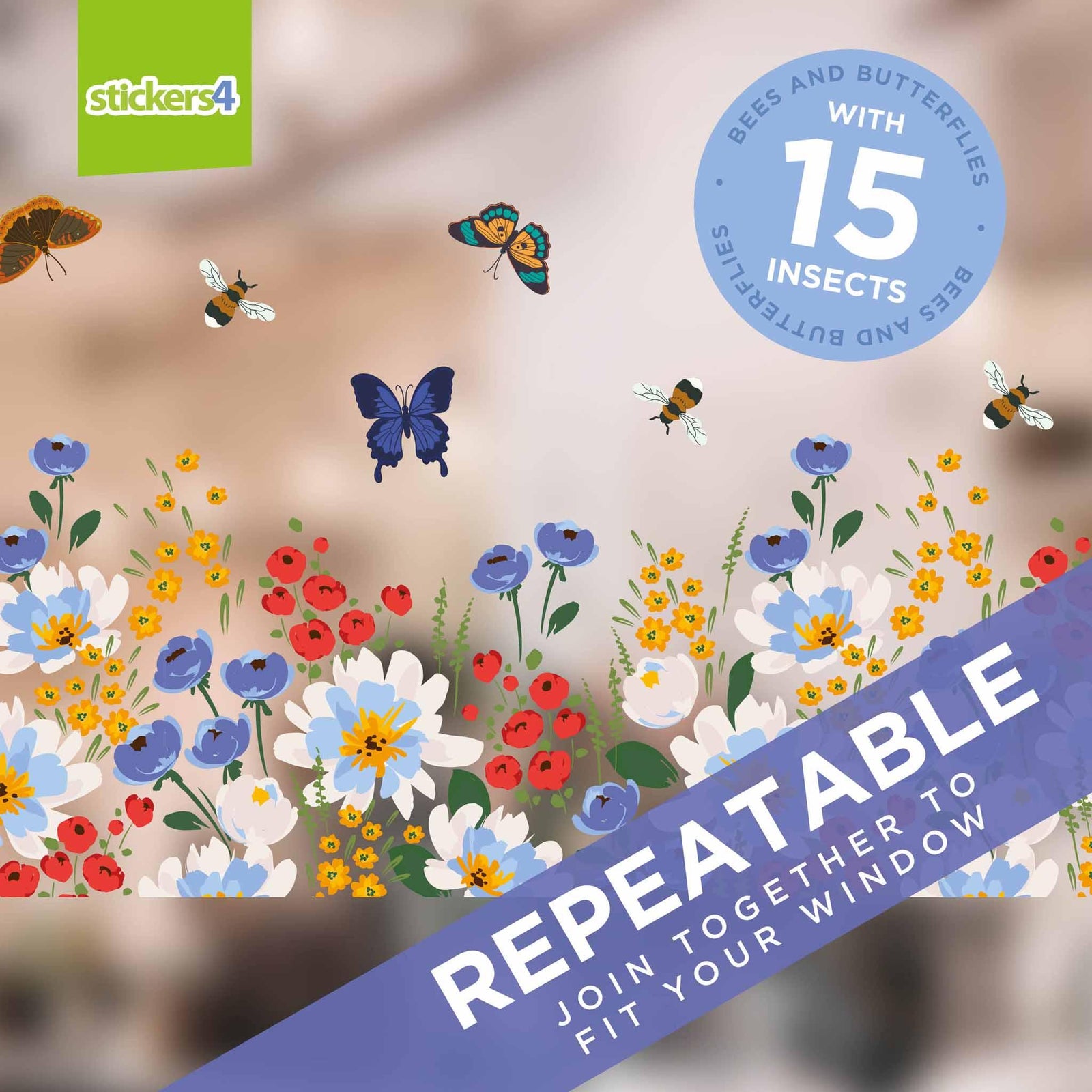 Wildflower Border - Window Sticker Window Display Border