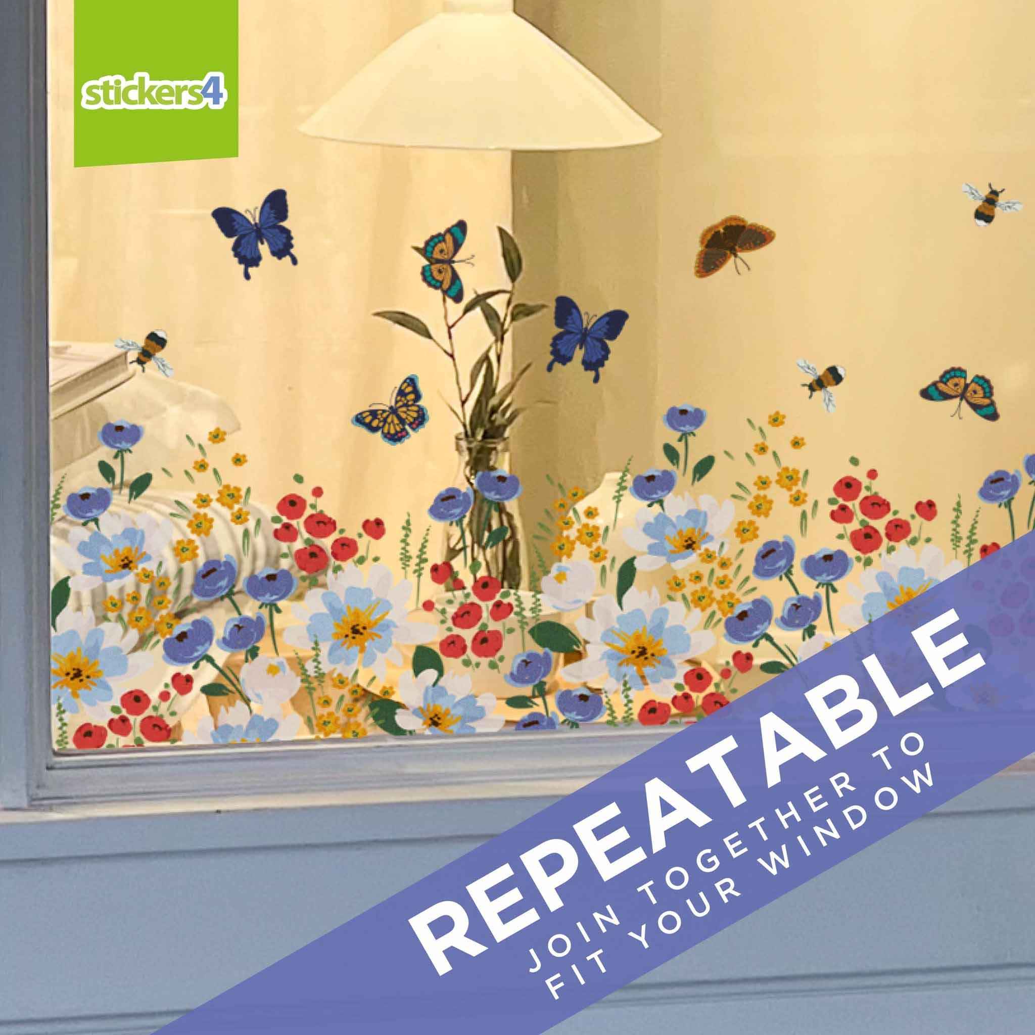 Wild-flowers a Border Window Sticker