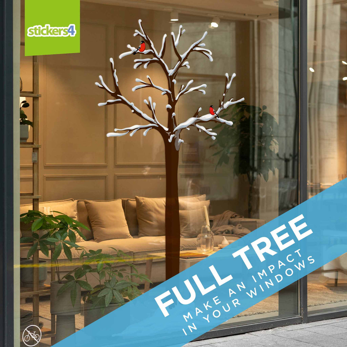 Large Full Colour Winter Tree Window Sticker