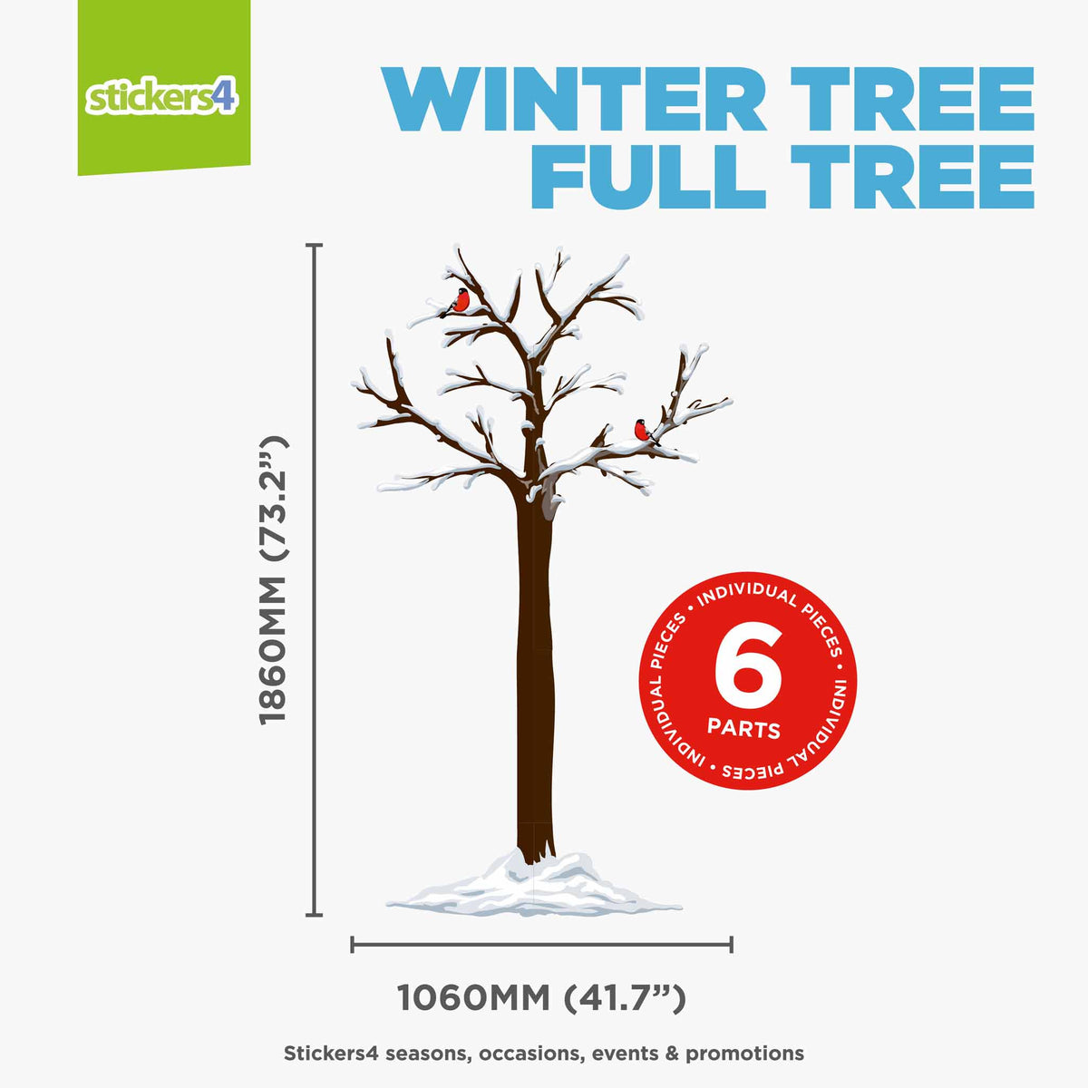 Large Full Colour Winter Tree Window Sticker