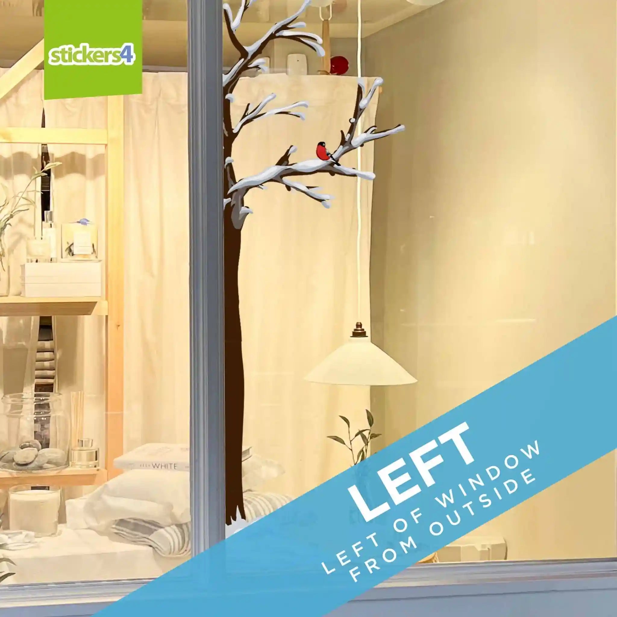 Colourful Tree Window Sticker Colour Winter Tree with Snow | Window Cling Sticker | Stickers4