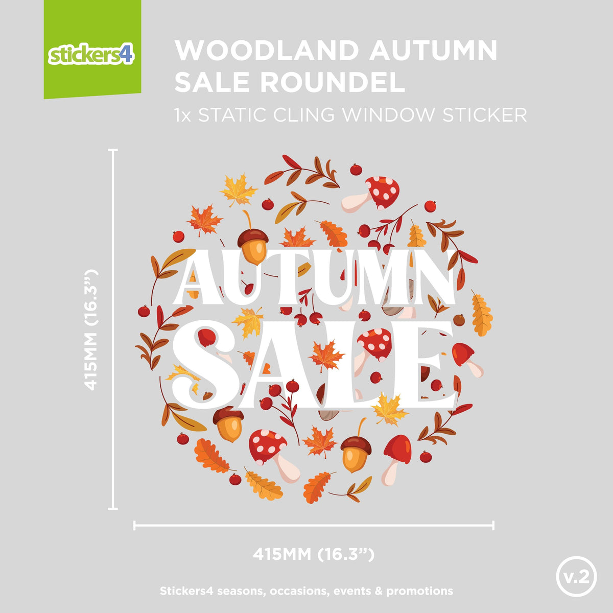 Woodland Autumn Sale Window Sticker Roundel Autumn Window Display