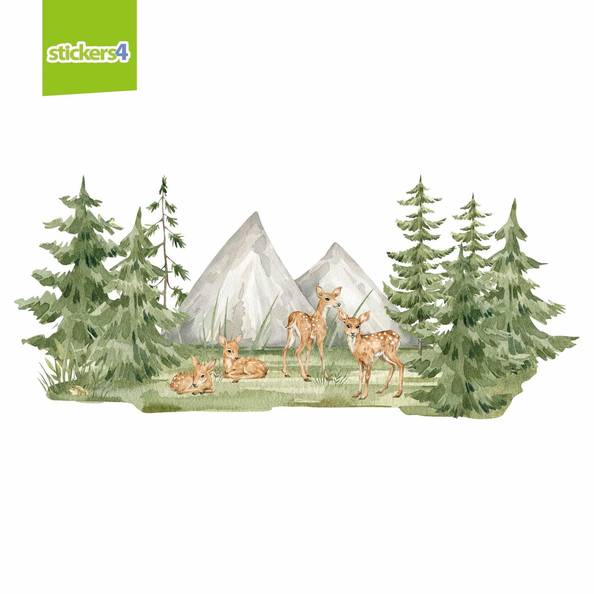 Woodland Deer Scene Border - Watercolour Style Window Sticker Seasonal Window Display