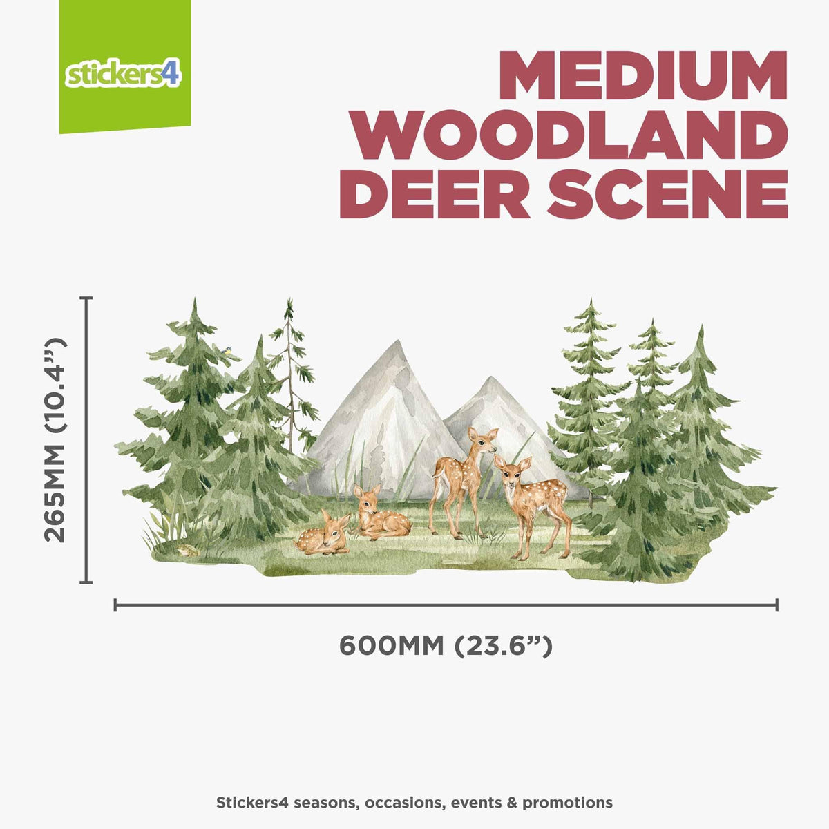 Woodland Deer Scene Border - Watercolour Style Window Sticker Seasonal Window Display