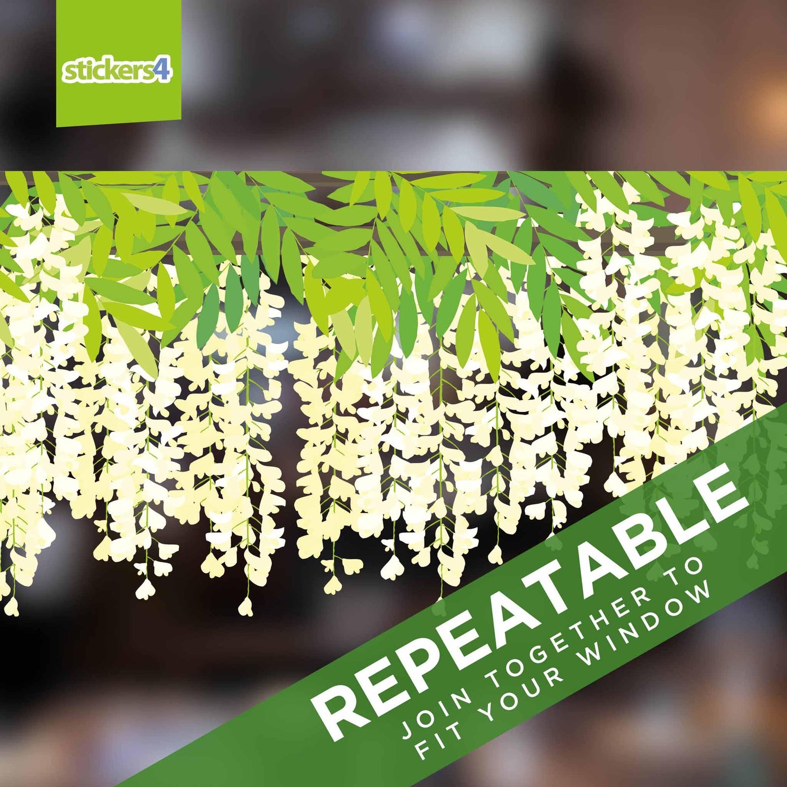Pale Yellow Wisteria Border Window Cling Sticker Seasonal Window Display