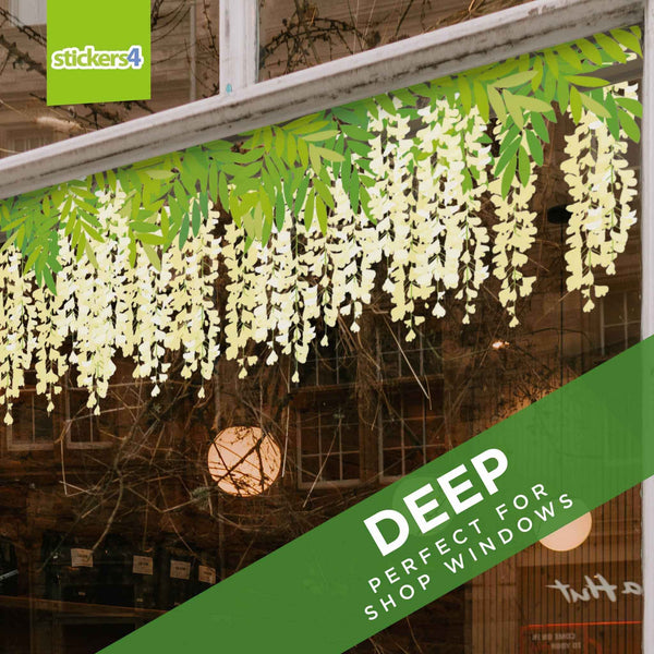 Pale Yellow Wisteria Border Window Cling Sticker Seasonal Window Display