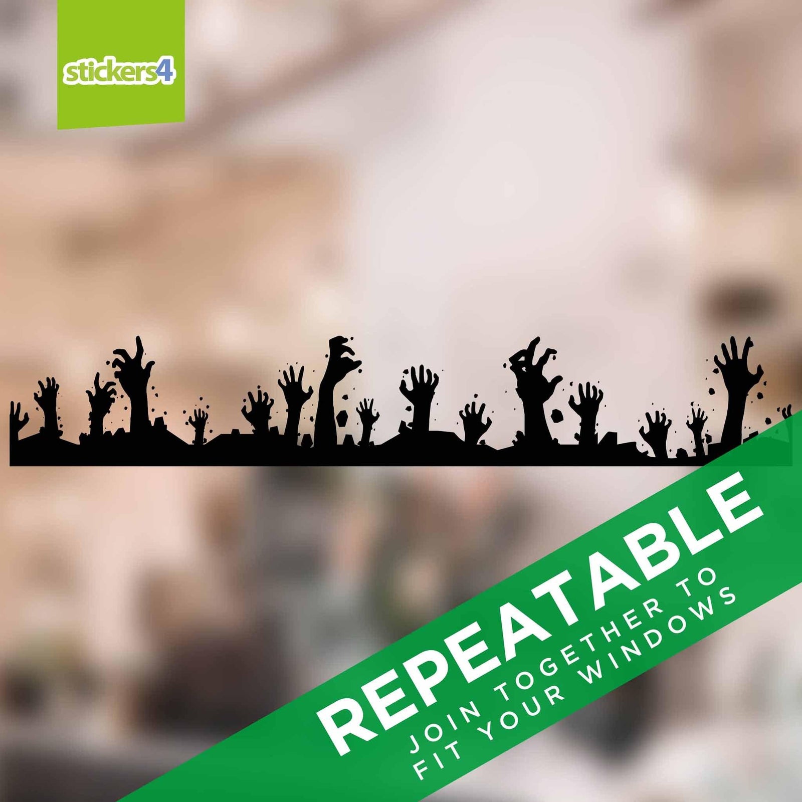 Zombie Hands Silhouette Border Window Sticker Halloween Display