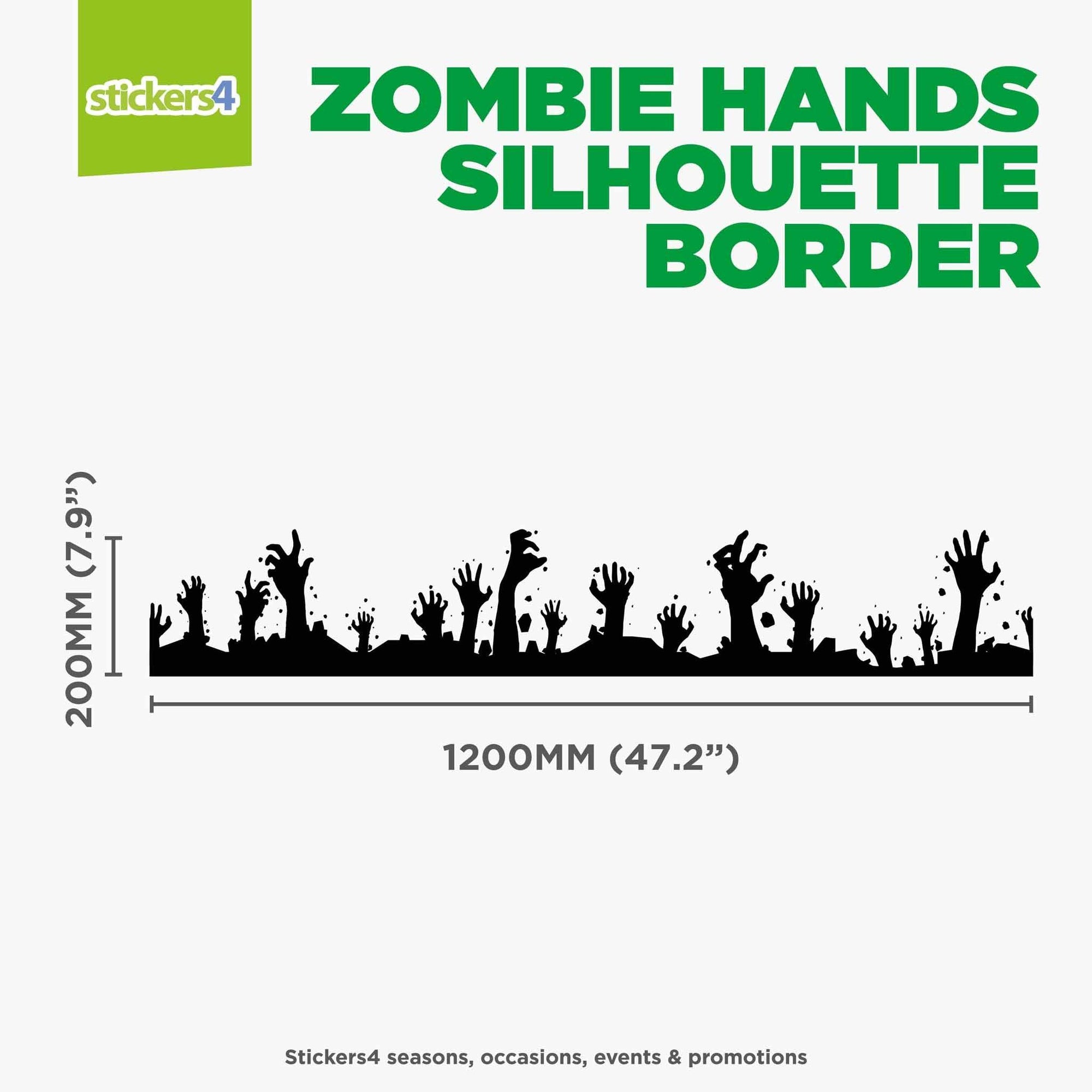 Zombie Hands Silhouette Border Window Sticker Halloween Display