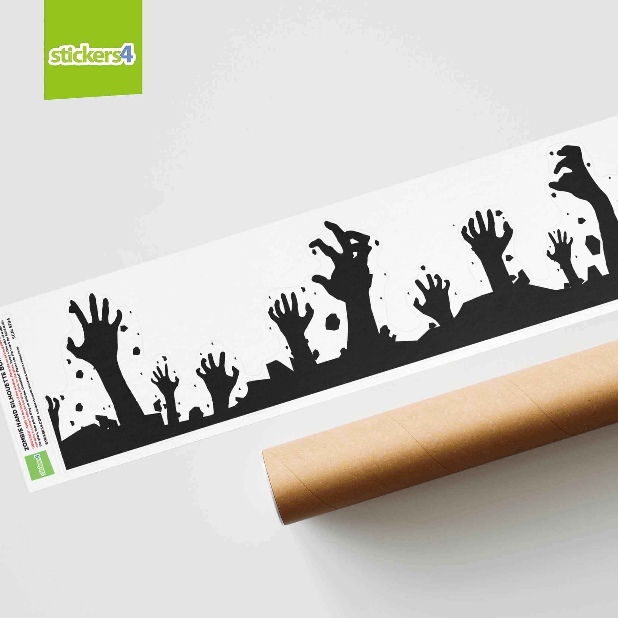 Zombie Hand Window Zombie Hands Silhouette Border Window Sticker | Repeatable