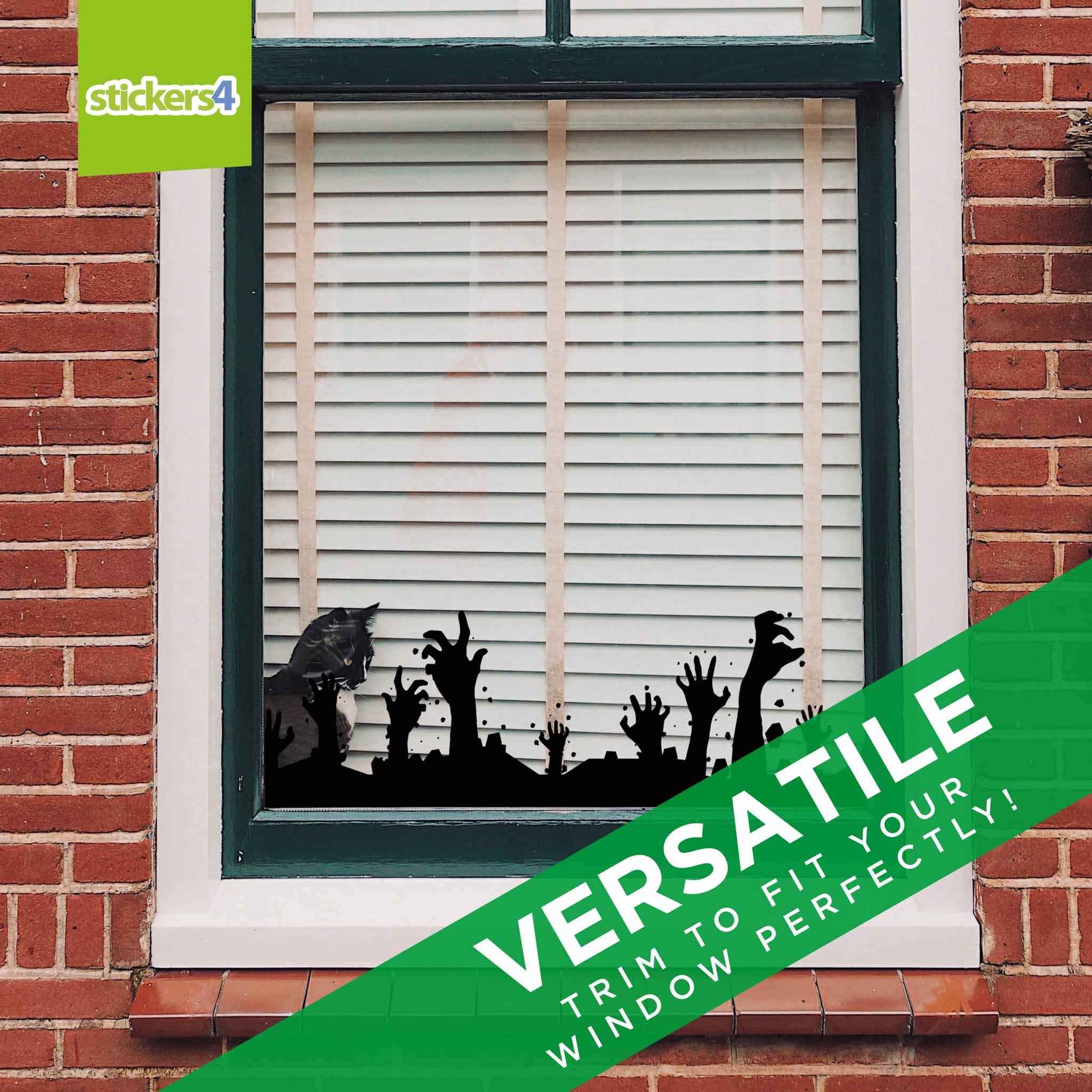 Zombie Hand Window Zombie Hands Silhouette Border Window Sticker | Repeatable