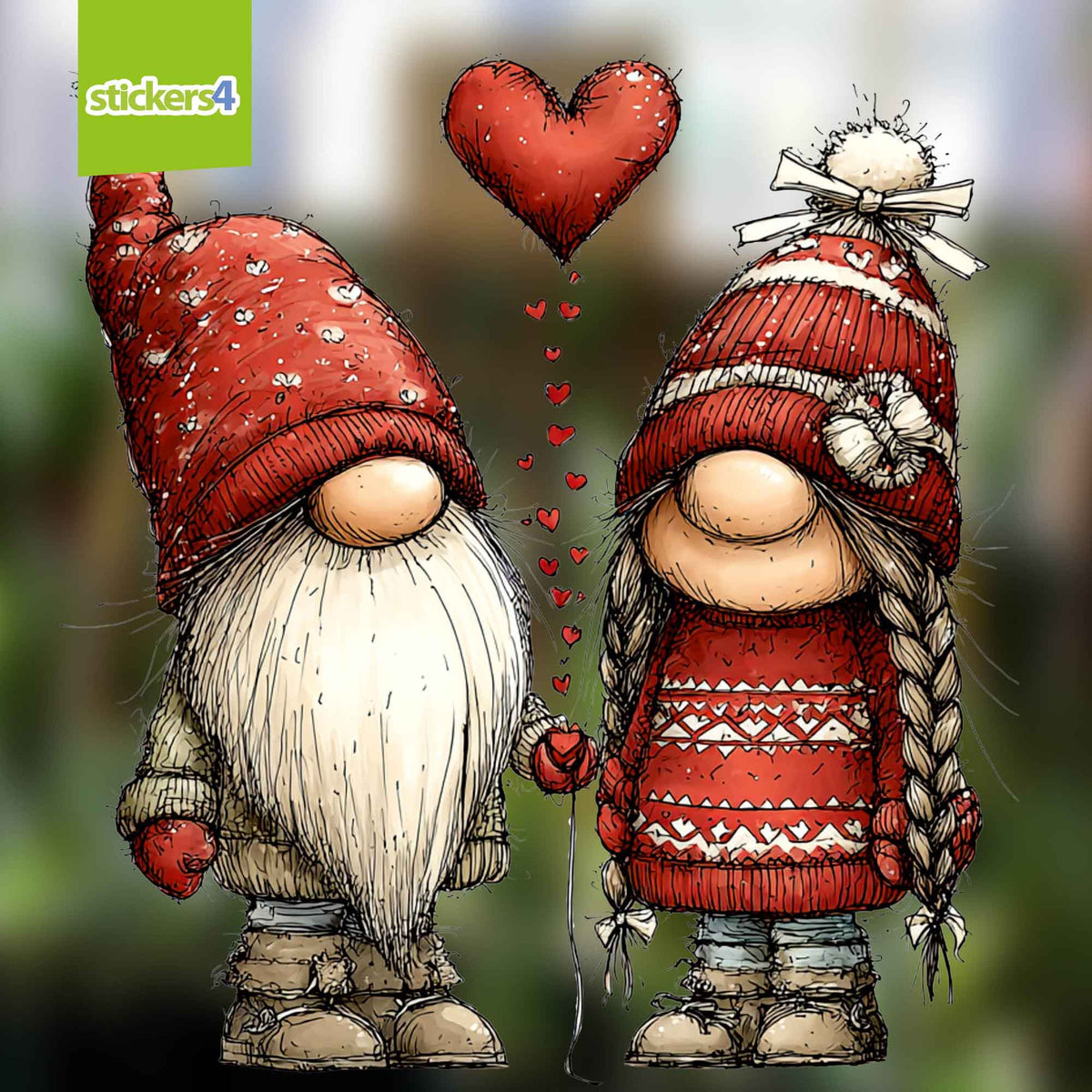 Gnome Couple with Heart Balloon