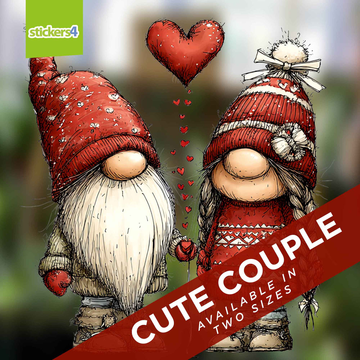 Gnome Couple with Heart Balloon