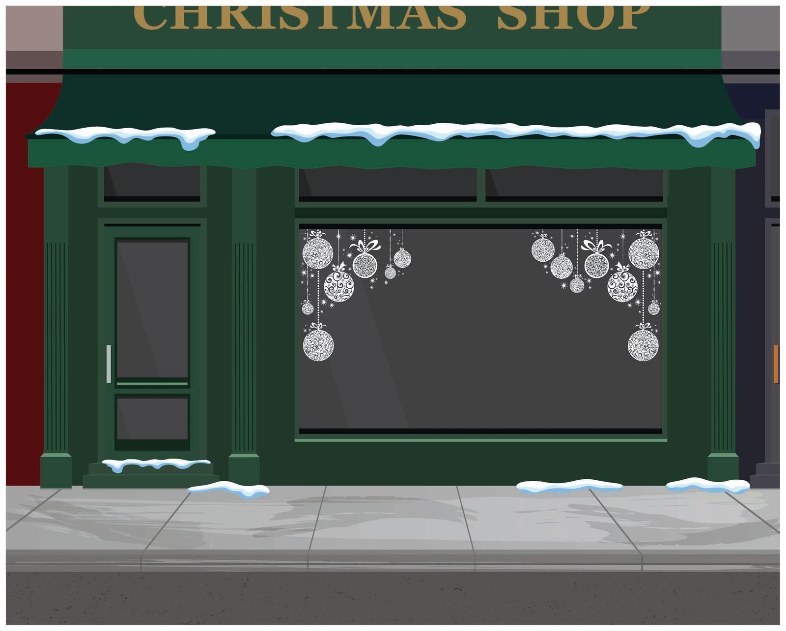 Baubles & Stars Christmas window sticker display idea