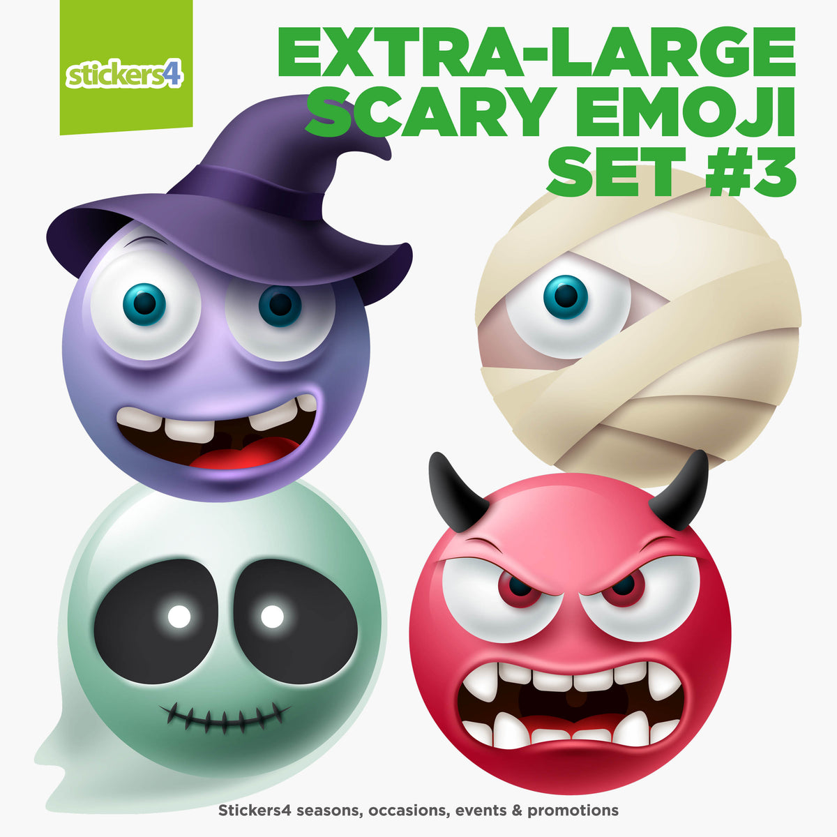 Scary Halloween Emoji Window Stickers