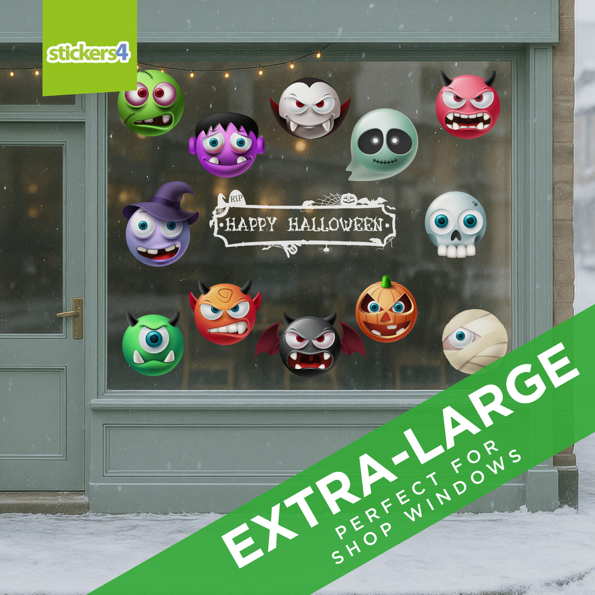 Scary Halloween Emoji Window Stickers