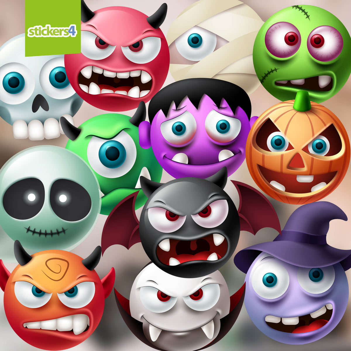 Scary Halloween Emoji Window Stickers