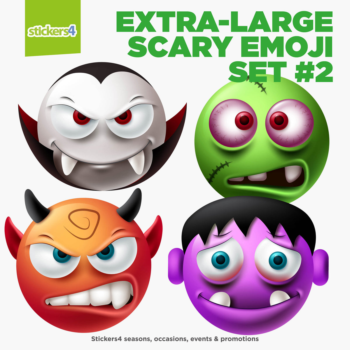 Scary Halloween Emoji Window Stickers