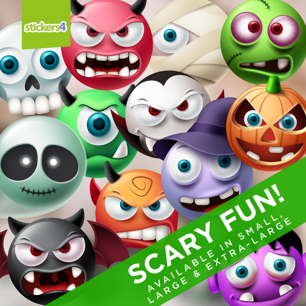 Scary Halloween Emoji Window Stickers