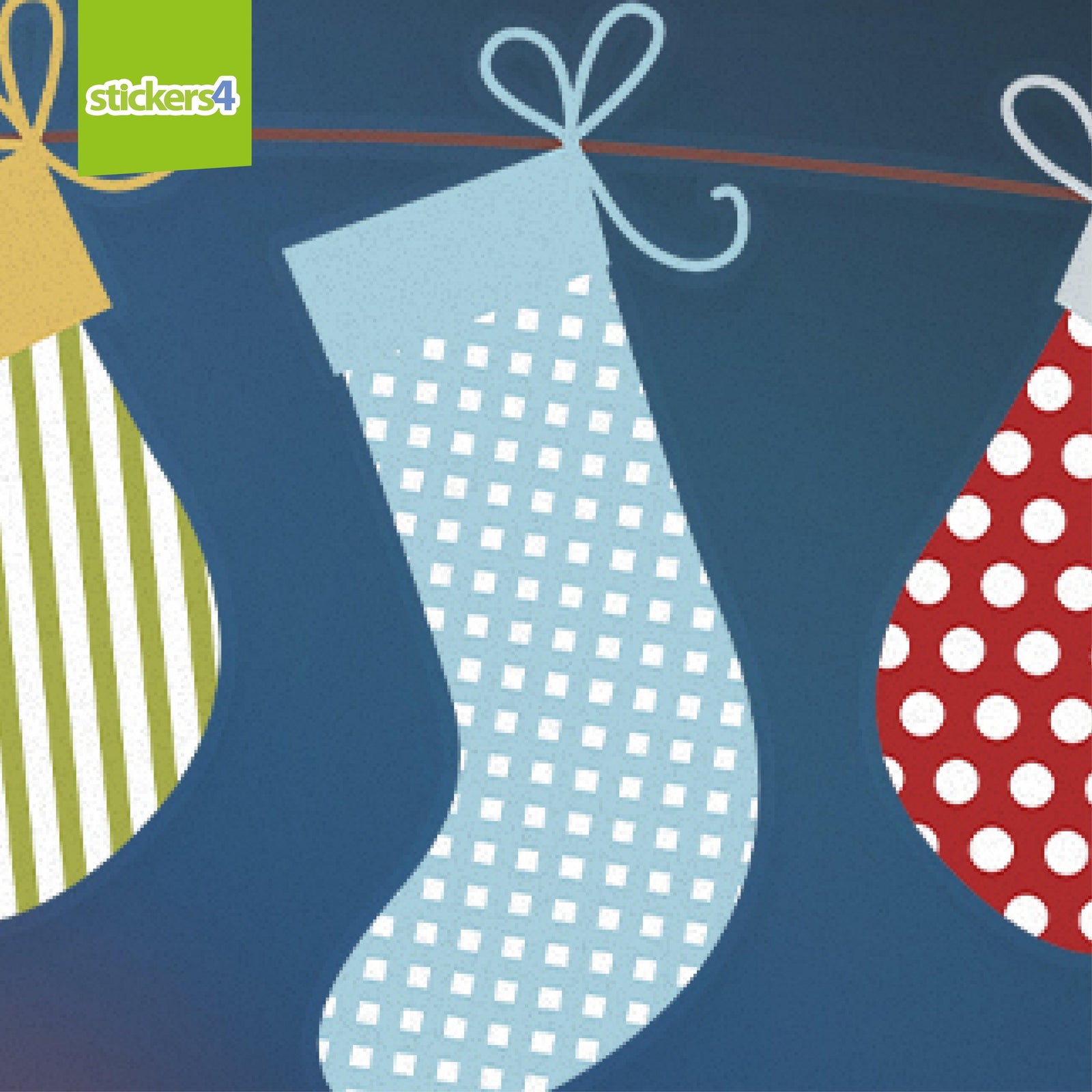 Vintage Hanging Stockings Border Christmas Window Display