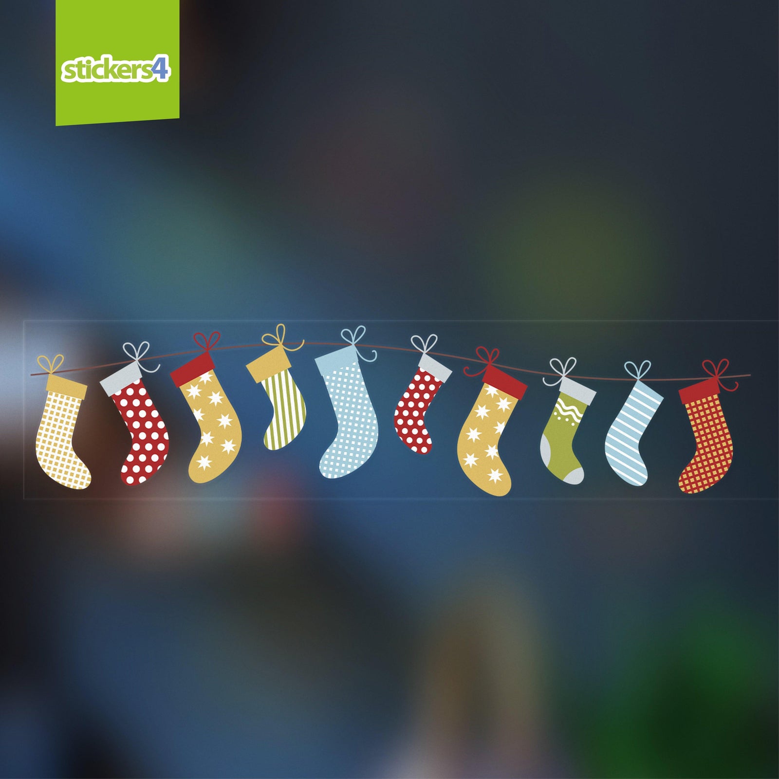 Vintage Hanging Stockings Border Christmas Window Display