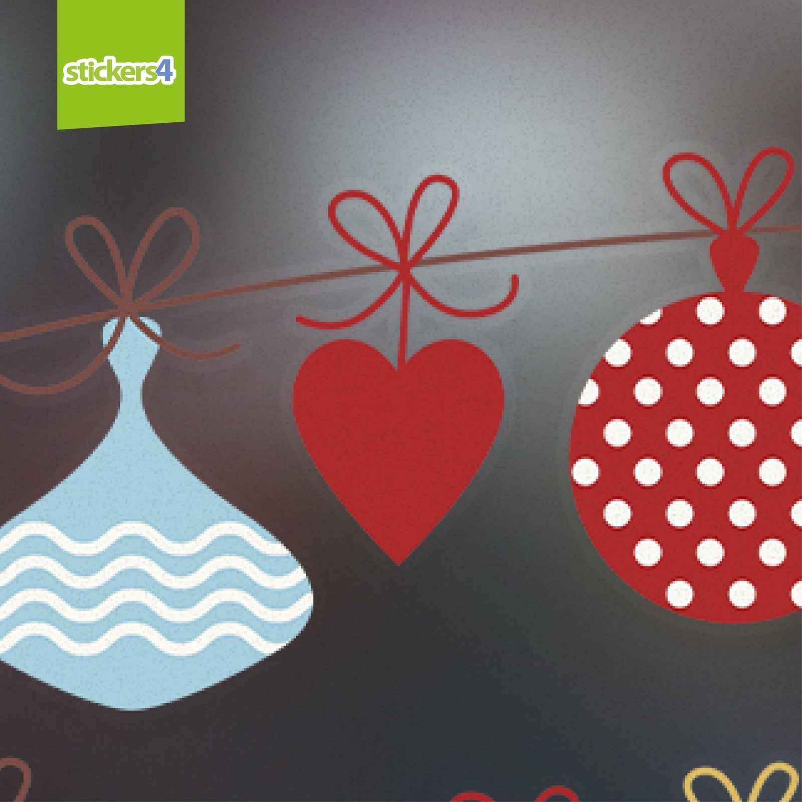 Vintage Hanging Baubles Border Double Set Christmas Window Display