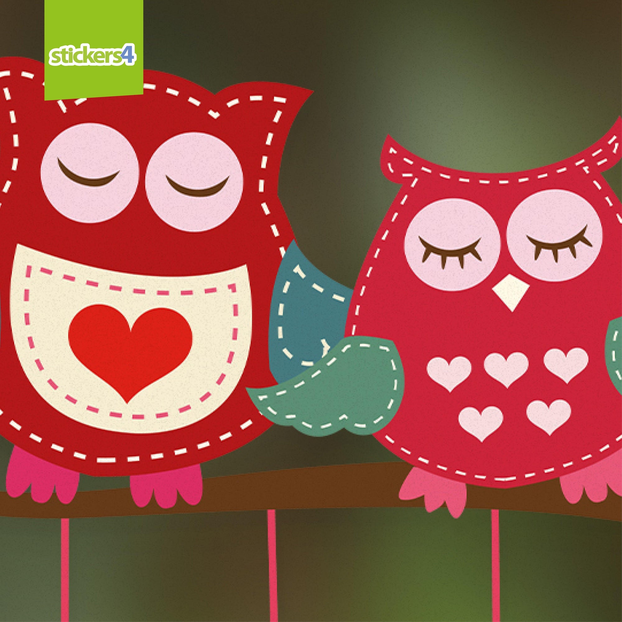 Love Owls on Branch (Right) Window Cling Valentine's Day Display