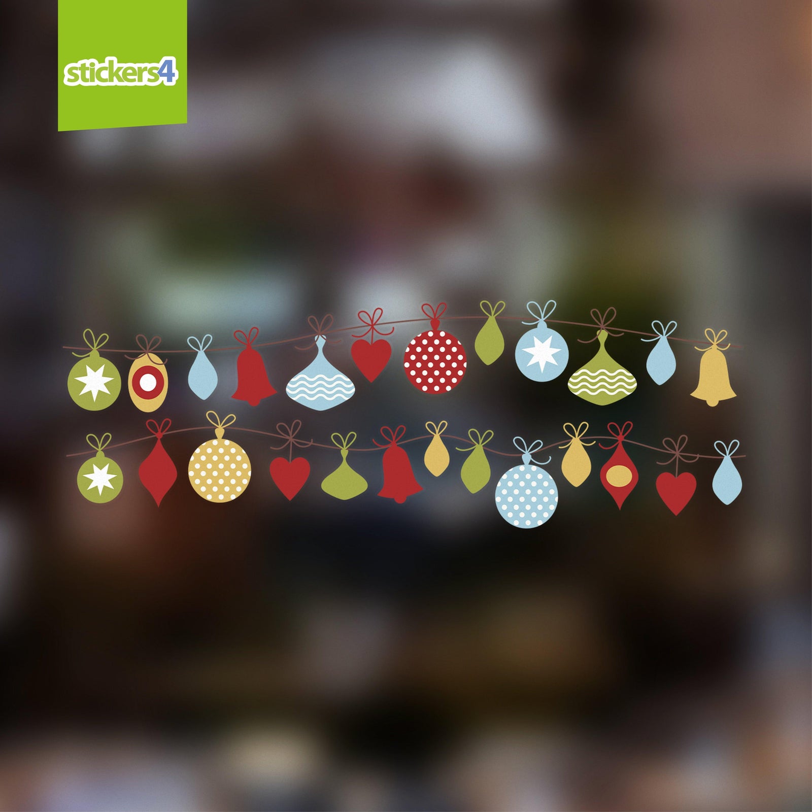 Vintage Hanging Baubles Border Double Set Christmas Window Display