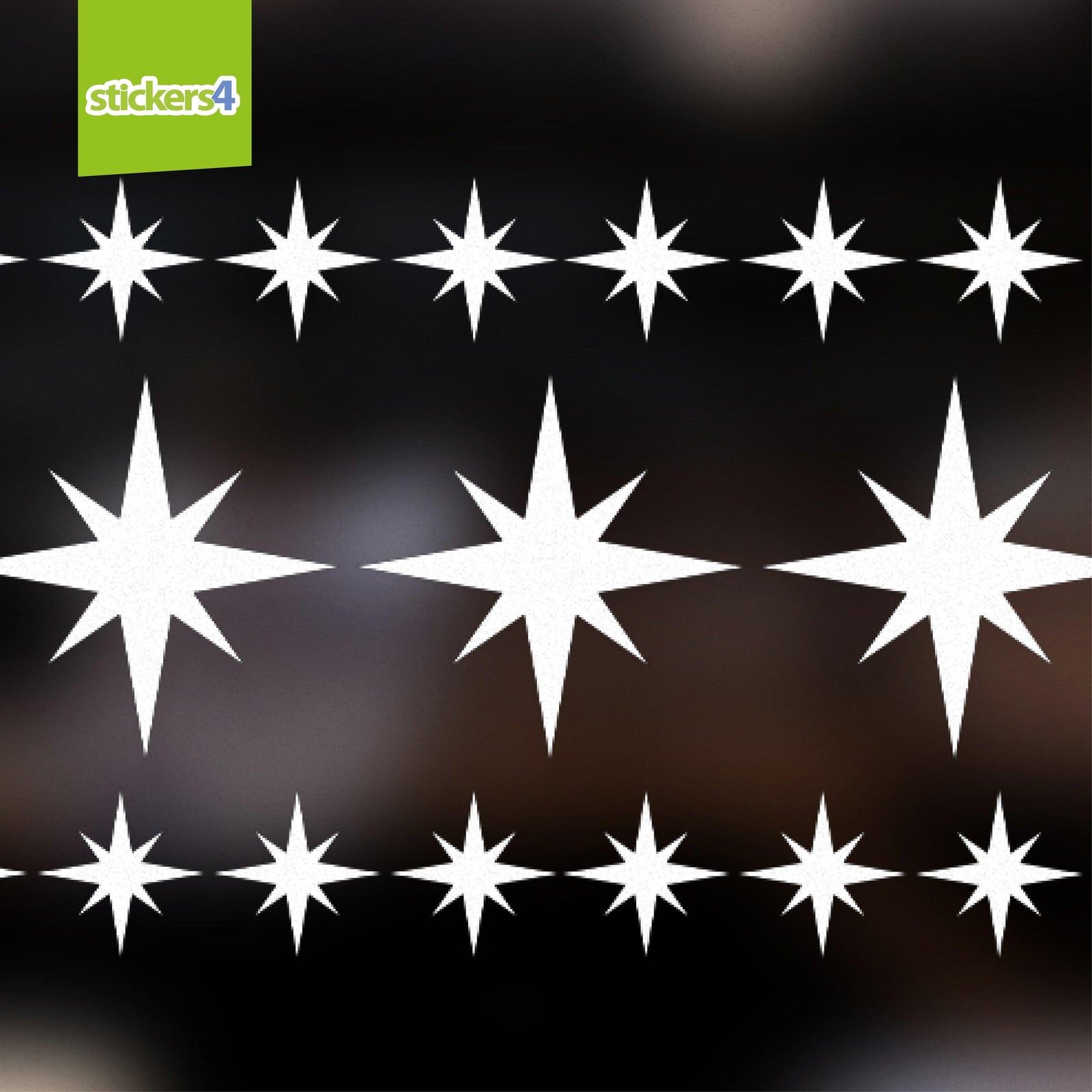 Bumper Pack of 5x Large and 20x Medium 8 Pointed Stars Christmas Window Display