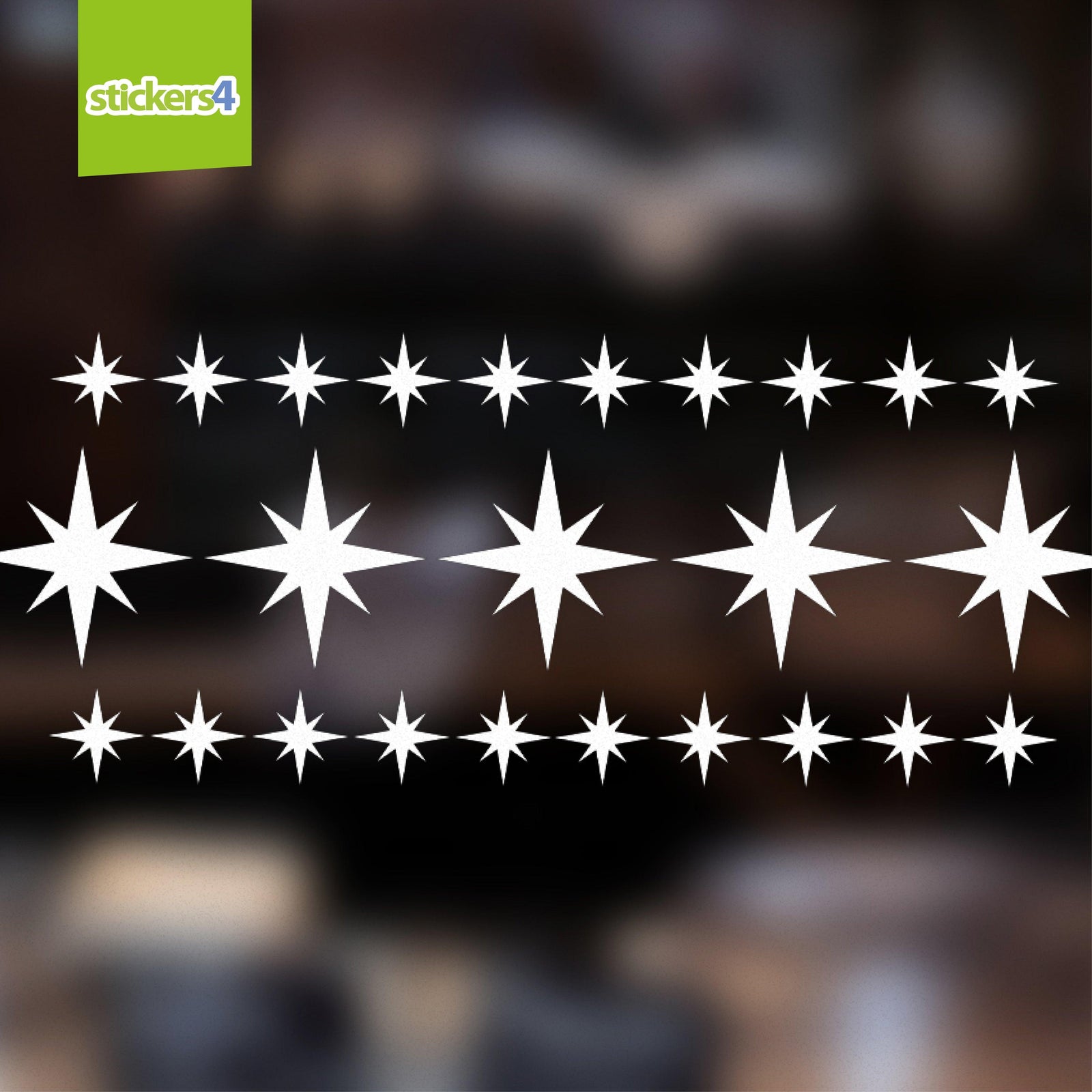 Bumper Pack of 5x Large and 20x Medium 8 Pointed Stars Christmas Window Display