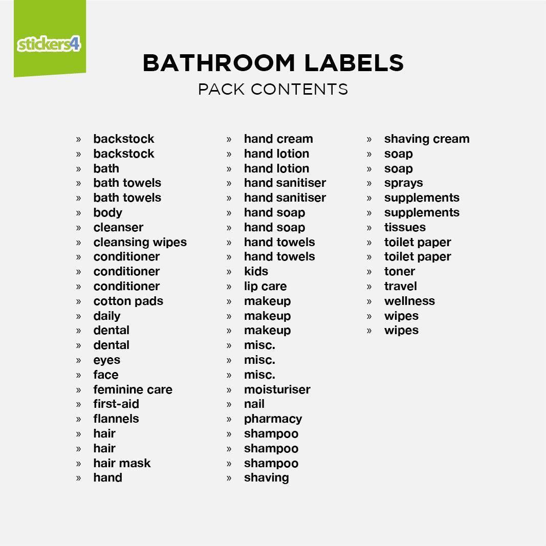 62 Script Font Bathroom Labels - Inspired by The Home Edit Home Organisation