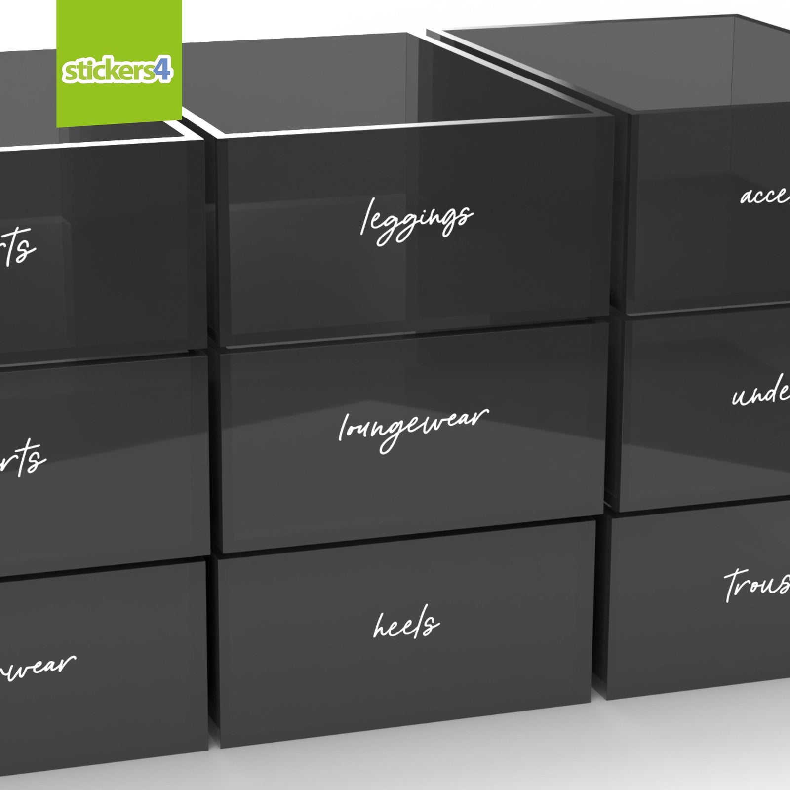 8 Custom WHITE SCRIPT Labels Home Organisation