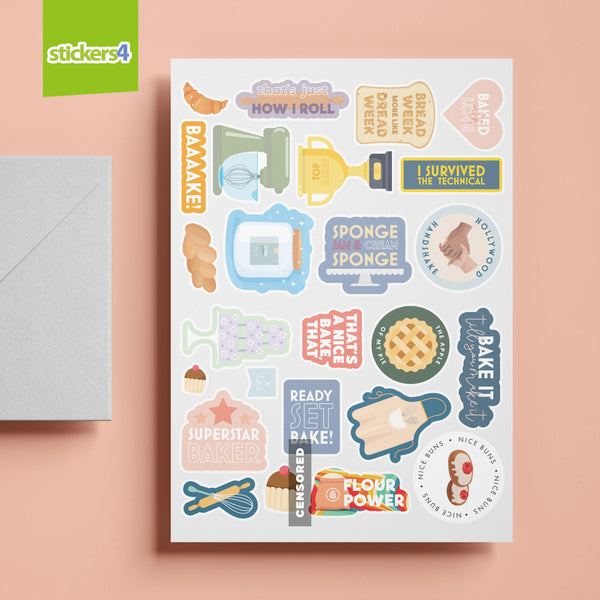 Bake Off Inspired Sticker Pack Removable Laptop Decals for Baking Fa