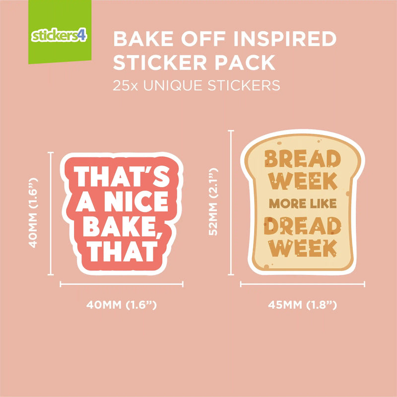 Bake Off Inspired Sticker Pack - Removable Laptop Decals for Baking Fa