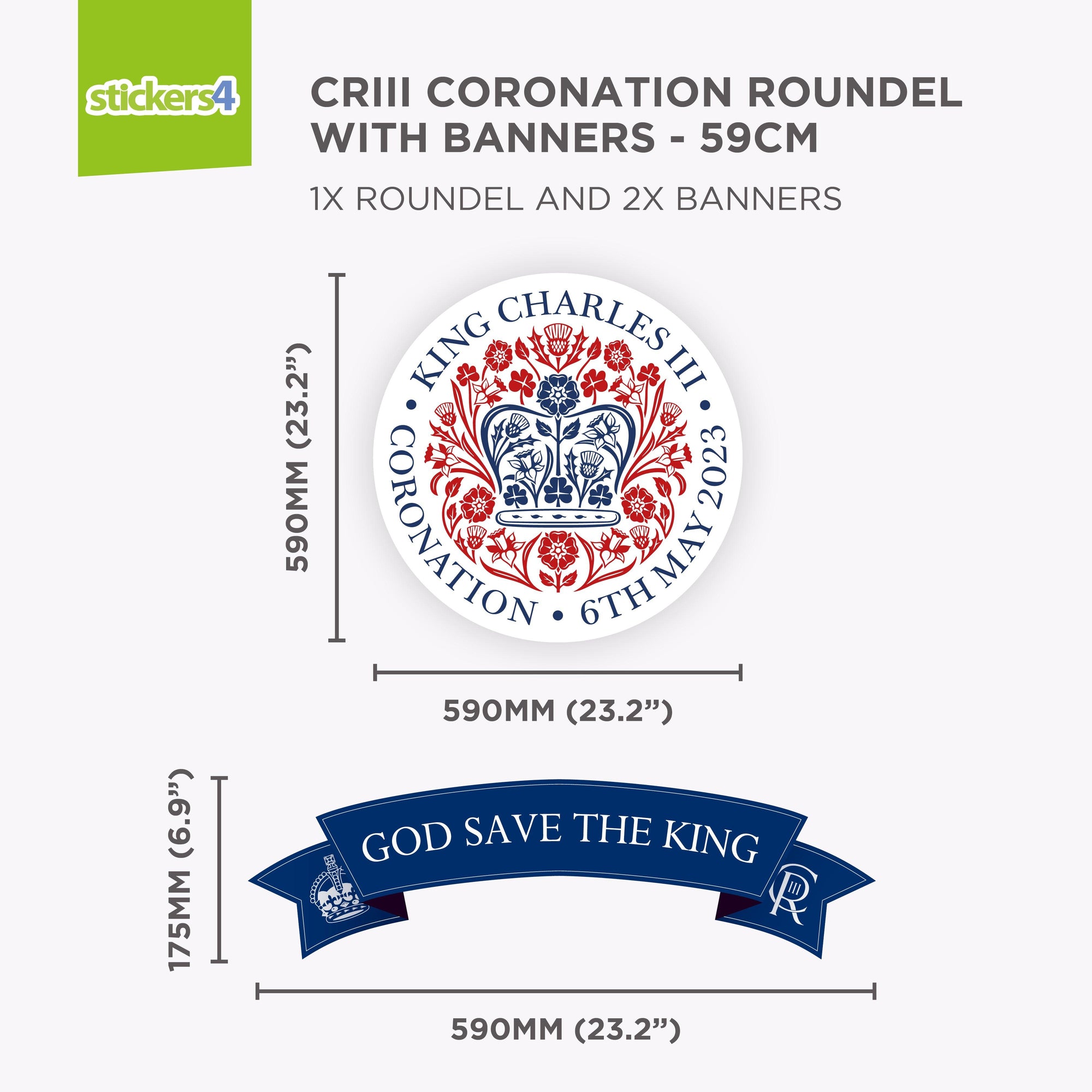 King Charles III Coronation Logo Emblem Roundel with Banners