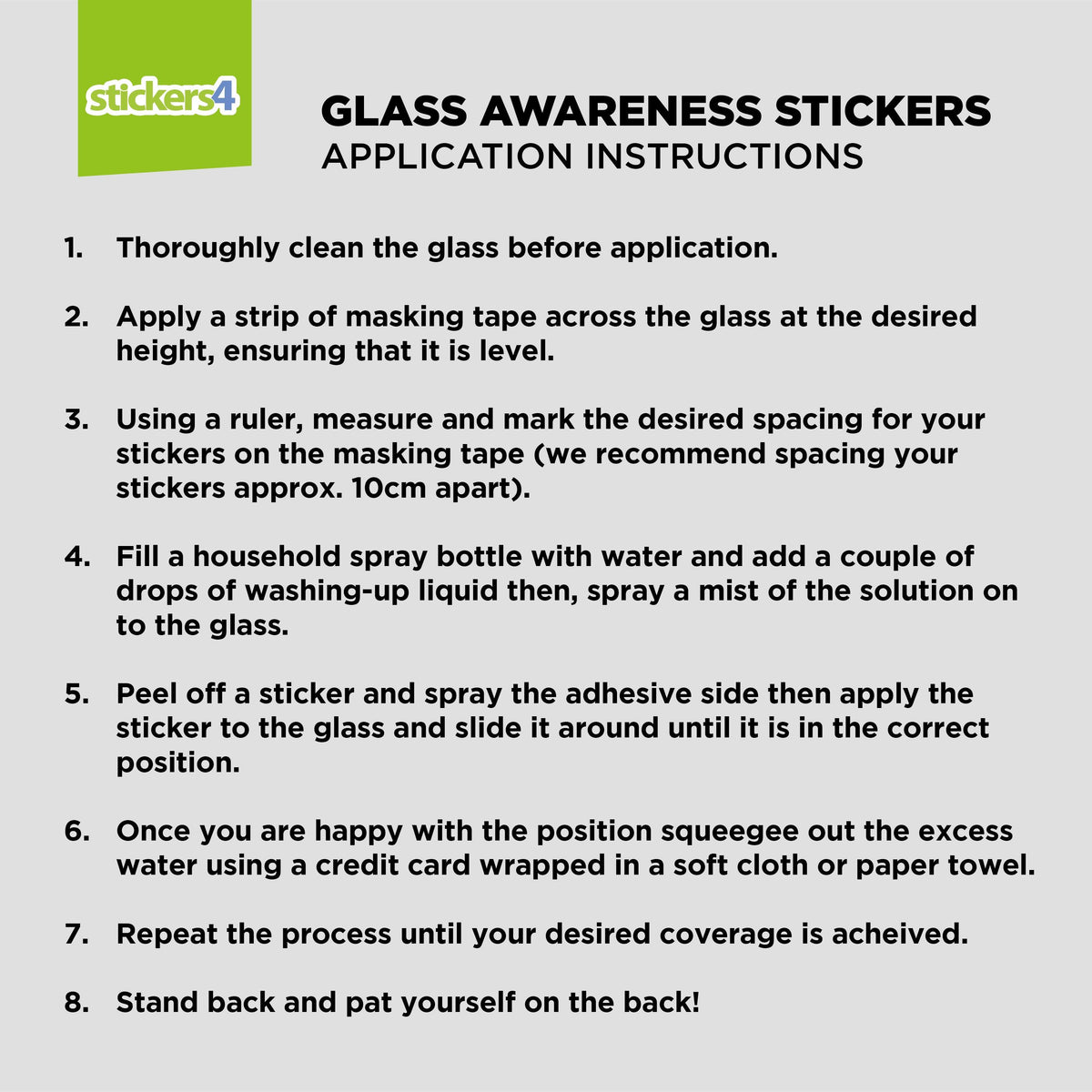 60x Square Glass Awareness Window Stickers - Glass Safety Window Stickers Window Safety Stickers