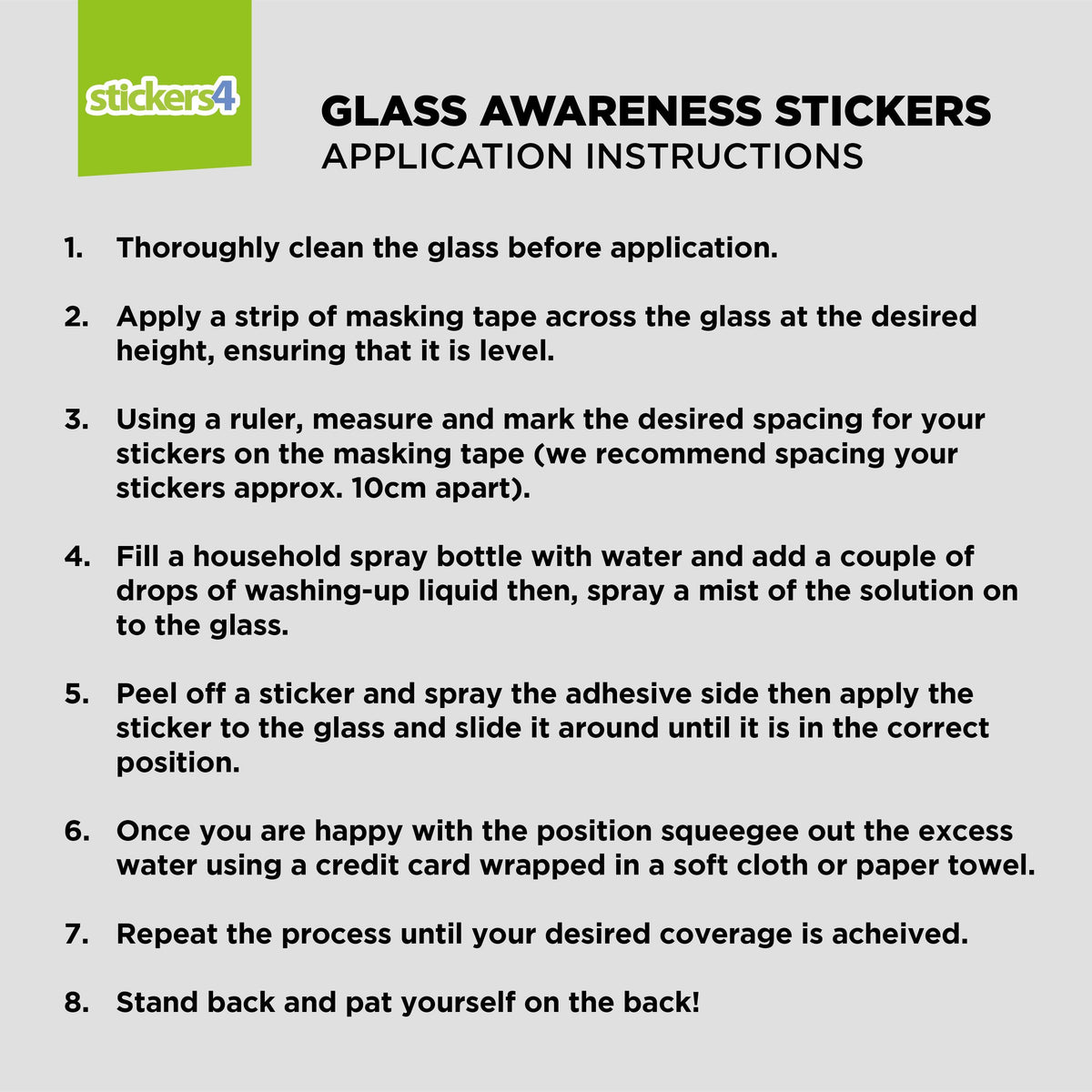 60x Round Glass Awareness Window Stickers - Glass Safety Window Sticke
