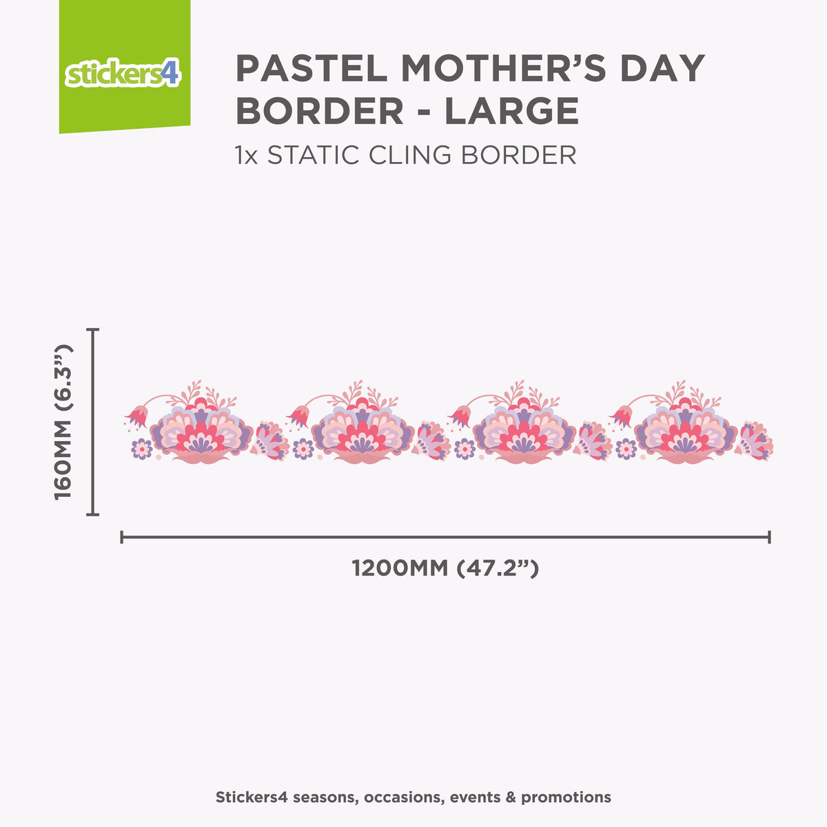 Pastel Mother&#39;s Day Foliage Border - Mother&#39;s Day Window Cling Mother&#39;s Day Window Display