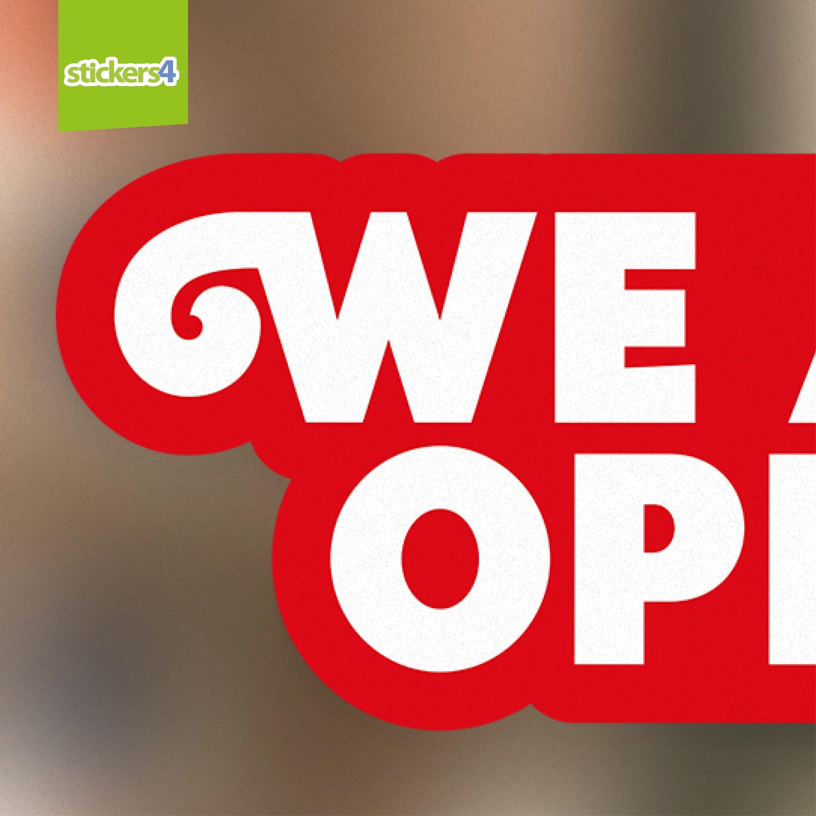 We Are Open - Red/White Single-sided Window Cling Sticker Your Business