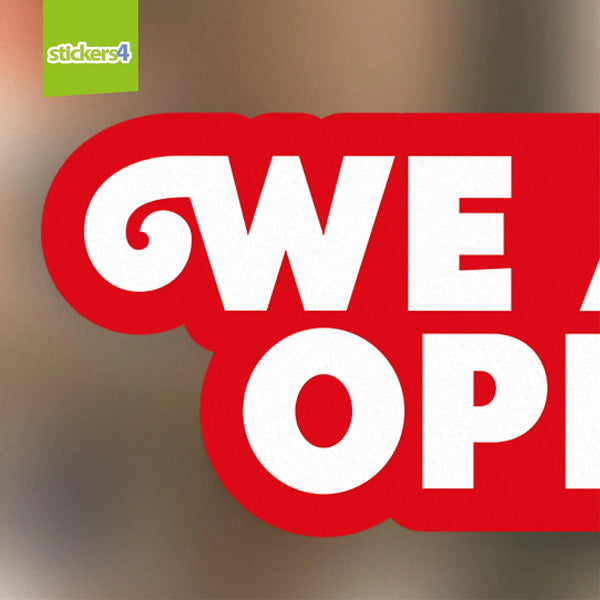 We Are Open - Red/White Single-sided Window Cling Sticker Your Business