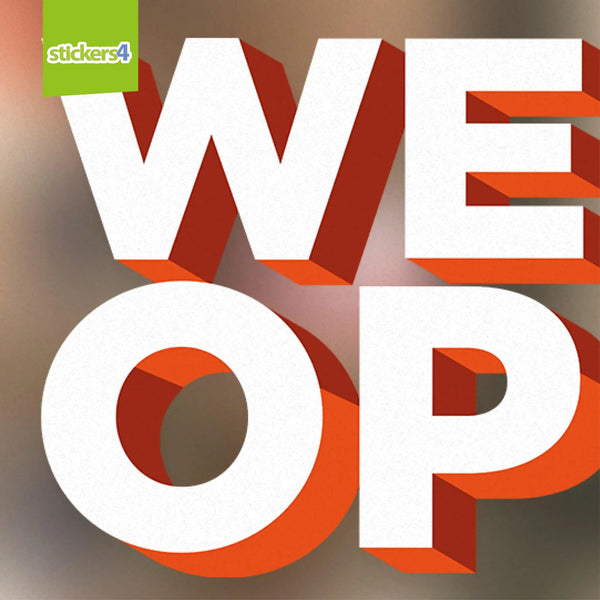 We're Open - Signwriting Style Single-sided Window Cling Sticker Your Business