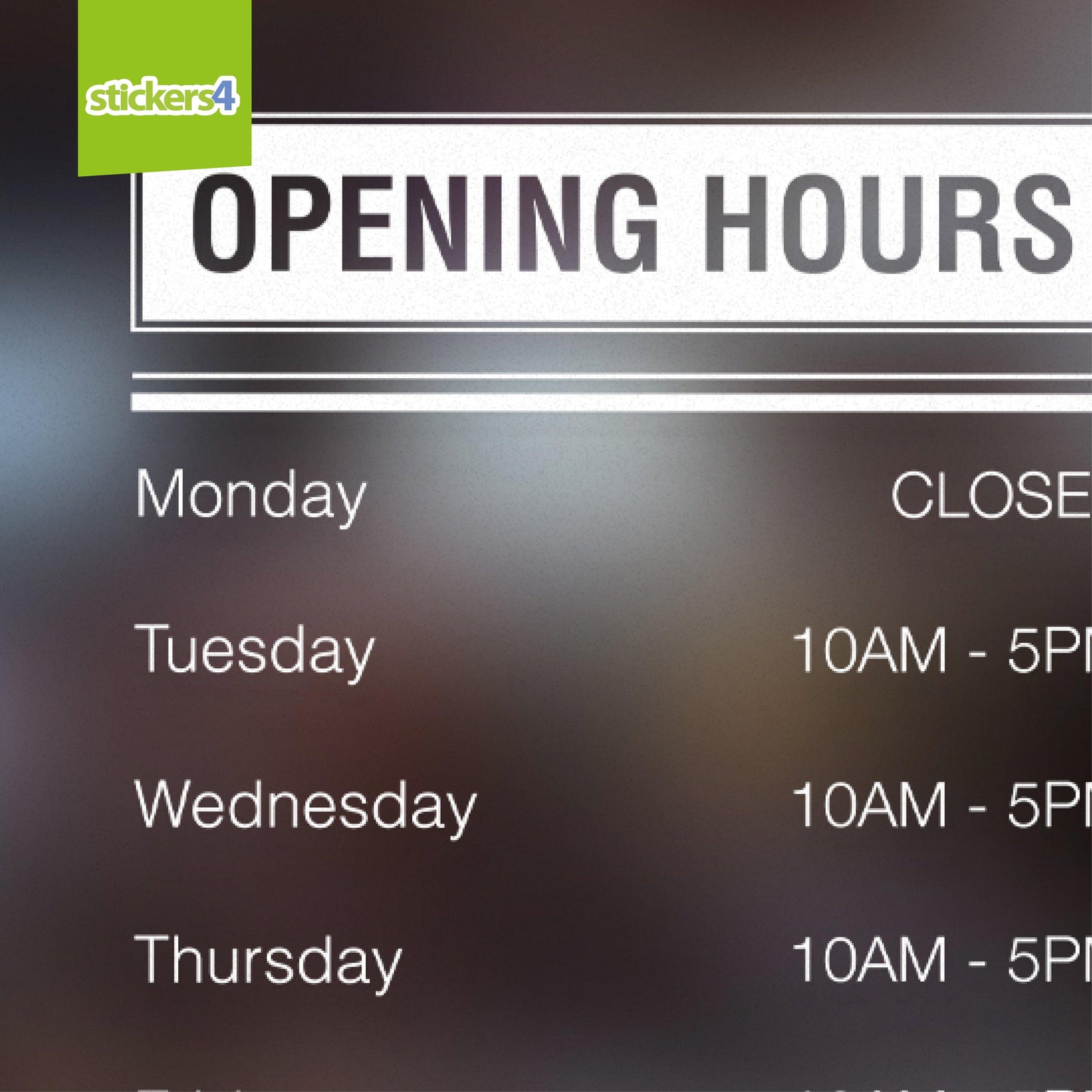 Custom Opening Times Window Sticker x2 Design #4 Your Business